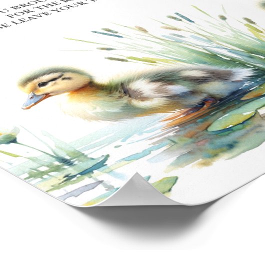 Duck Diaper Raffle Baby shower Blauw Poster (Hoek)