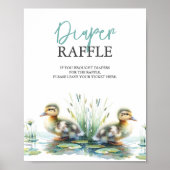 Duck Diaper Raffle Baby shower Blauw Poster (Voorkant)
