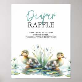 Duck Diaper Raffle Baby shower Blauw Poster
