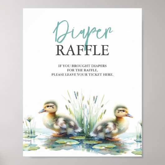 Duck Diaper Raffle Baby shower Blauw Poster (Voorkant)