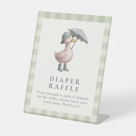 Duck Diaper Raffle Baby Shower Table Top Reclamebord Met Voetstuk
