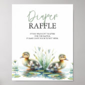 Duck Diaper Raffle Baby shower teken groen Poster (Voorkant)