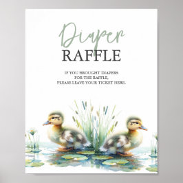 Duck Diaper Raffle Baby shower teken groen Poster