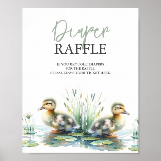 Duck Diaper Raffle Baby shower teken groen Poster (Voorkant)