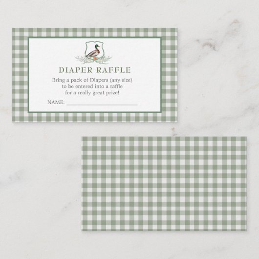 Duck DIaper Raffle Visitekaartje (Voorkant / Achterkant)