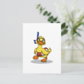 Duck die een snorkelmasker draagt | Achterkleur ki Briefkaart (Staand voorkant)