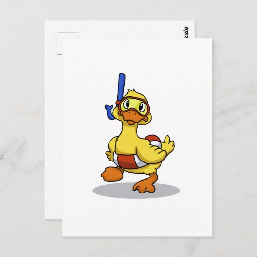 Duck die een snorkelmasker draagt | Achterkleur ki Briefkaart (Voorkant / Achterkant)