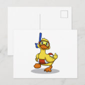Duck die een snorkelmasker draagt | Achterkleur ki Briefkaart (Voorkant / Achterkant)
