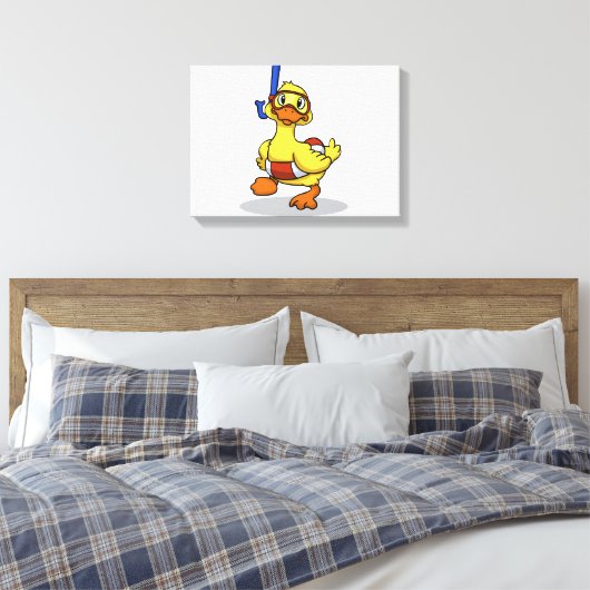 Duck die een snorkelmasker draagt | Achterkleur ki Canvas Afdruk (Insitu (Slaapkamer))