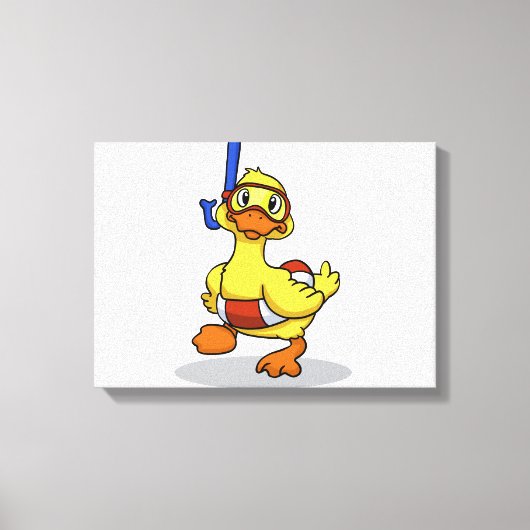 Duck die een snorkelmasker draagt | Achterkleur ki Canvas Afdruk (Voorkant)