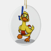 Duck die een snorkelmasker draagt | Achterkleur ki Keramisch Ornament (Rechts)