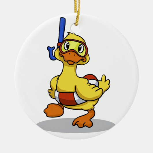 Duck die een snorkelmasker draagt | Achterkleur ki Keramisch Ornament (Voorkant)