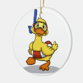 Duck die een snorkelmasker draagt | Achterkleur ki Keramisch Ornament (Links)