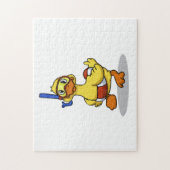 Duck die een snorkelmasker draagt | Achterkleur ki Legpuzzel (Verticaal)