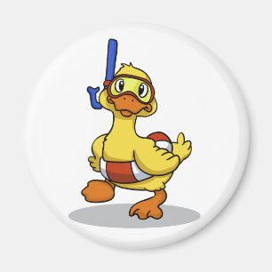 Duck die een snorkelmasker draagt   Achterkleur ki Magneet