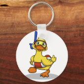 Duck die een snorkelmasker draagt | Achterkleur ki Sleutelhanger (Voorkant)