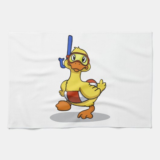 Duck die een snorkelmasker draagt | Achterkleur ki Theedoek (Horizontaal)