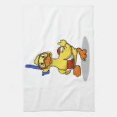 Duck die een snorkelmasker draagt | Achterkleur ki Theedoek (Verticaal)