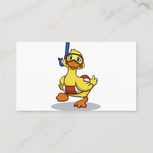 Duck die een snorkelmasker draagt | Achterkleur ki Visitekaartje (Achterkant)