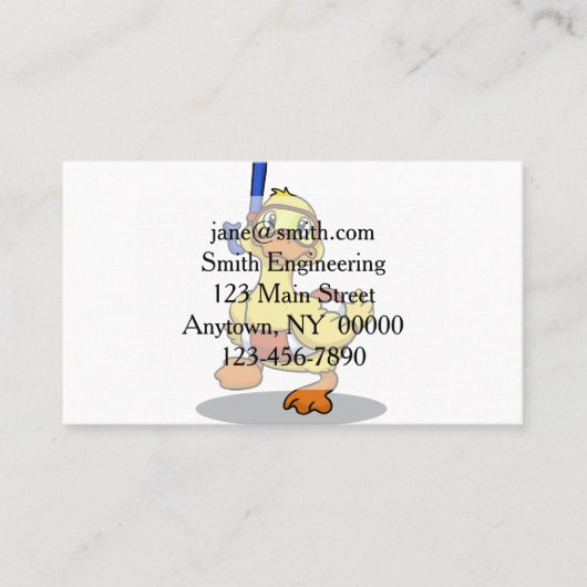 Duck die een snorkelmasker draagt | Achterkleur ki Visitekaartje (Voorkant)