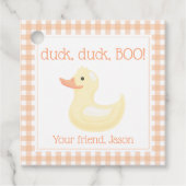 Duck Duck BOO Cute Oranje Halloween Kinder Bedankjes Labels (Voorkant)