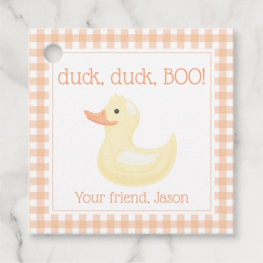 Duck Duck BOO Cute Oranje Halloween Kinder Bedankjes Labels (Voorkant)