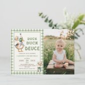 Duck Duck Deuce Balloon 2e verjaardag uitnodiging (Staand voorkant)