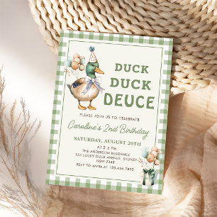 Duck Duck Deuce Balloon 2e verjaardag uitnodiging