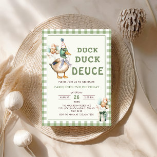 Duck Duck Deuce Balloon 2e verjaardag uitnodiging