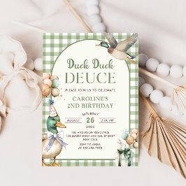 Duck Duck Deuce Balloon 2e verjaardag uitnodiging