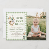 Duck Duck Deuce Balloon 2e verjaardag uitnodiging (Voorkant)