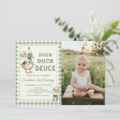 Duck Duck Deuce Balloon 2e verjaardag uitnodiging (Staand voorkant)