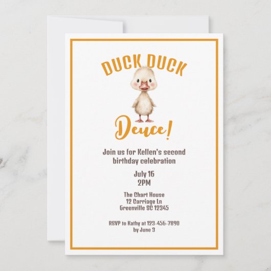 Duck Duck Deuce Tweede Verjaardag Kaart (Voorkant)