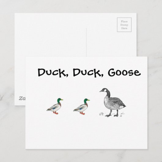 Duck Duck Goose Grappig Kinder Game Cartoon Pun Briefkaart (Voorkant / Achterkant)