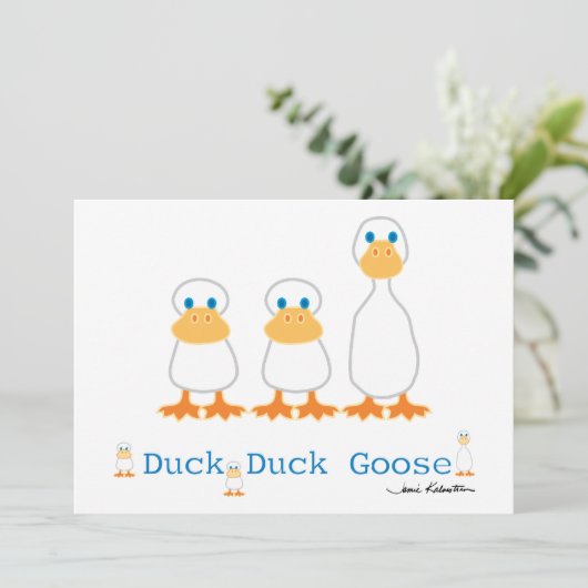 Duck Duck Goose Invitation Kaart (Staand voorkant)