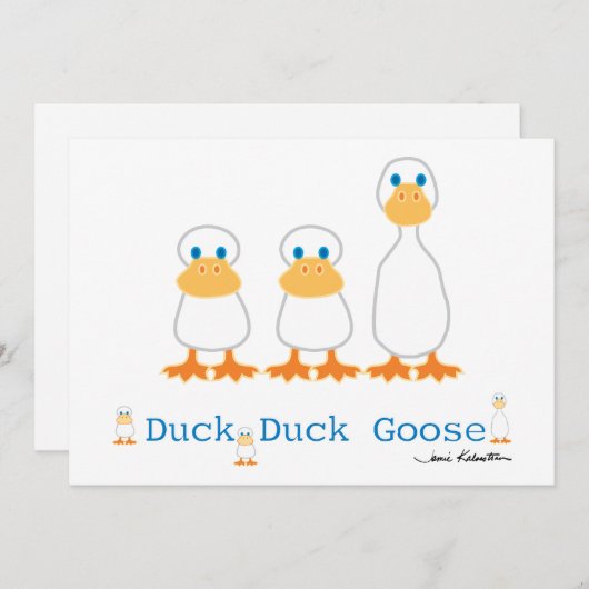 Duck Duck Goose Invitation Kaart (Voorkant / Achterkant)