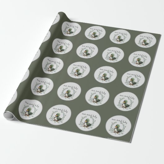 Duck Duck Oh Baby eend thema baby shower Cadeaupapier (Uitgerold)