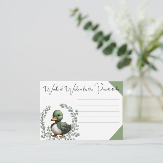 Duck Duck Oh Baby eend thema baby shower Informatiekaartje (Staand voorkant)