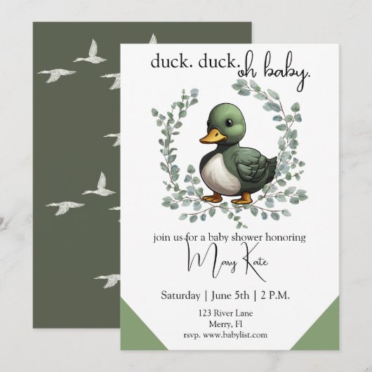 Duck Duck Oh Baby eend thema baby shower Kaart (Voorkant / Achterkant)