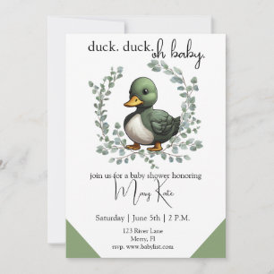 Duck Duck Oh Baby eend thema baby shower Kaart