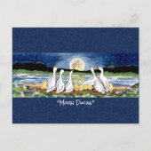 Duck Ducking Moon Whimsical Waterverf Briefkaart (Voorkant)