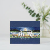 Duck Ducking Moon Whimsical Waterverf Briefkaart (Staand voorkant)