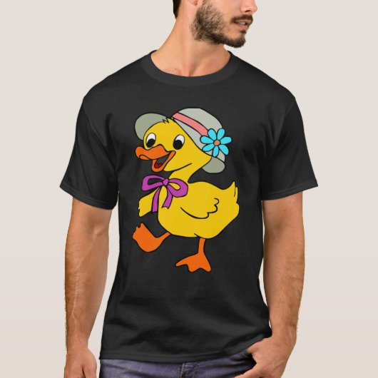 DUCK DUCKLING HAT RIBBON EASTER DUCK GOOSE BIRD T-SHIRT (Voorkant)