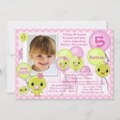 Duck Ducky verjaardagsuitnodiging roze geel (foto) Kaart (Voorkant)