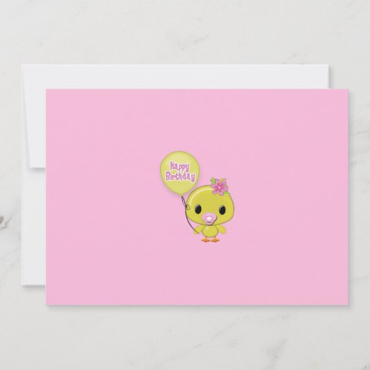 Duck Ducky verjaardagsuitnodiging roze geel (foto) Kaart (Achterkant)