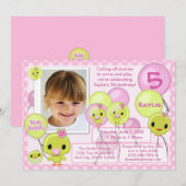 Duck Ducky verjaardagsuitnodiging roze geel (foto) Kaart (Voorkant / Achterkant)