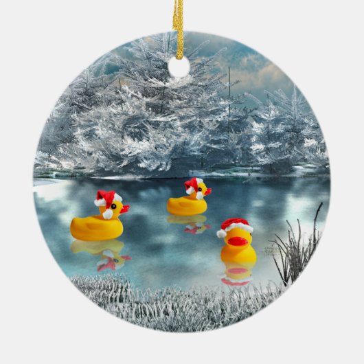 Duck Duo-kerstkeramiek Keramisch Ornament (Achterkant)