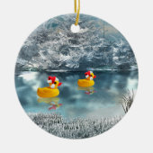 Duck Duo Kerstmis 2 keramisch sieraad Keramisch Ornament (Voorkant)