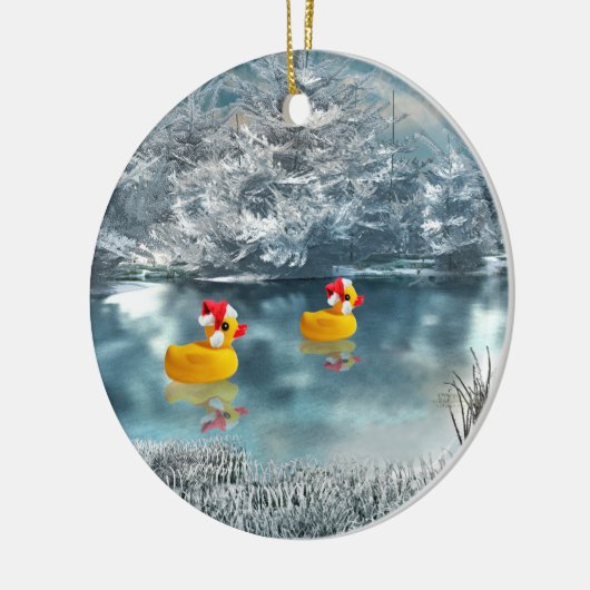 Duck Duo Kerstmis 2 keramisch sieraad Keramisch Ornament (Links)