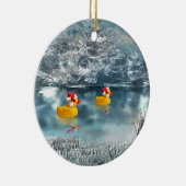 Duck Duo Kerstmis 2 keramisch sieraad Ornament (Rechts)